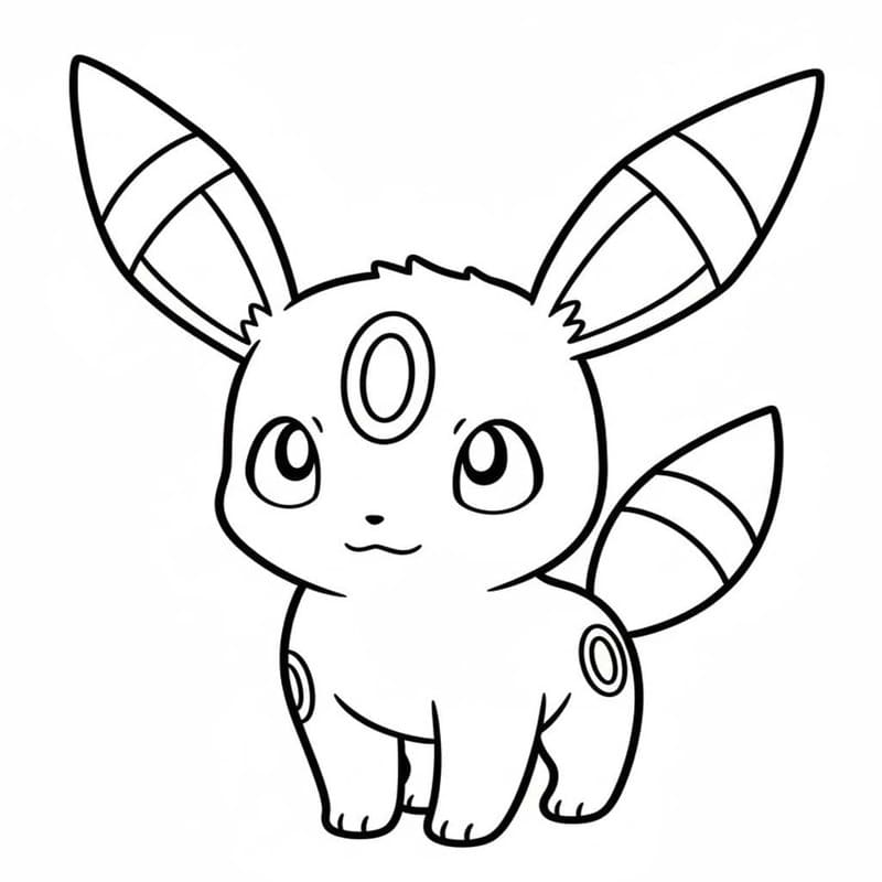 Umbreon k vytisknutí zdarma omalovánka