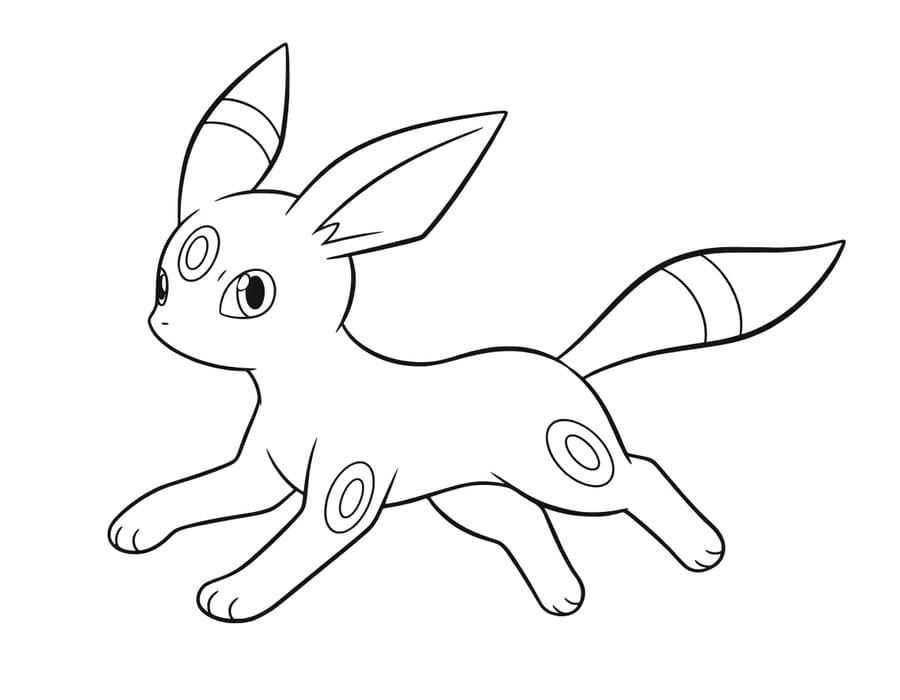 Umbreon zdarma snadný tisknutelné omalovánka
