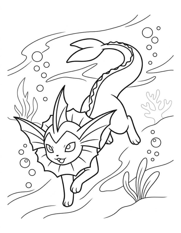 Vaporeon tisknutelné pro děti omalovánka