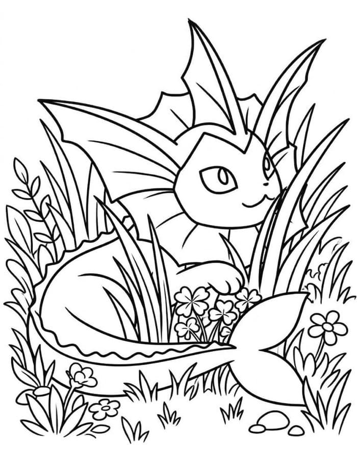 Vaporeon zdarma pro děti omalovánka