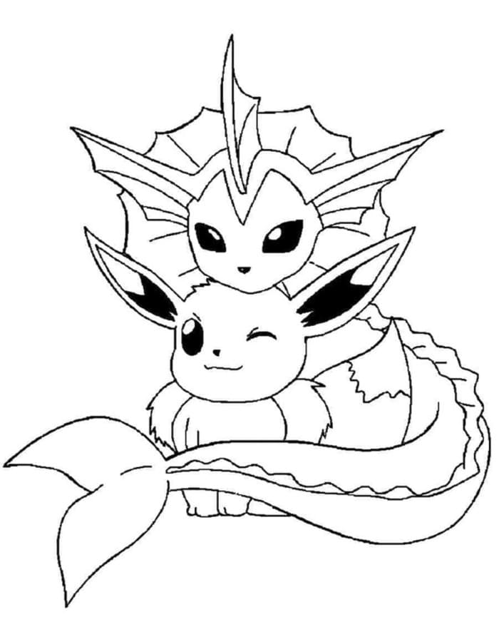 Vaporeon zdarma prostý omalovánka