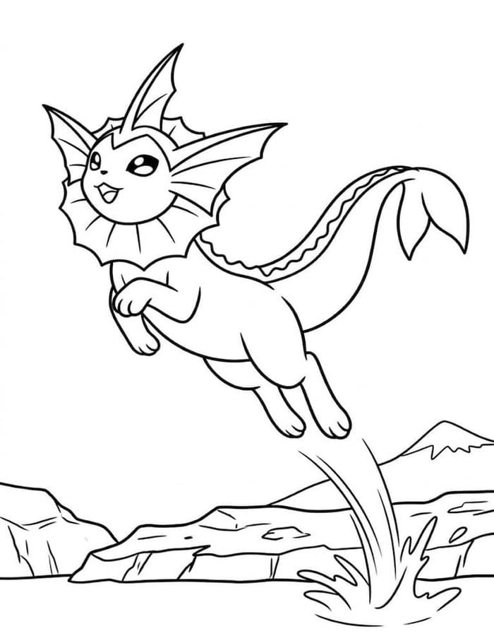Vaporeon zdarma tisknutelné pro děti omalovánka
