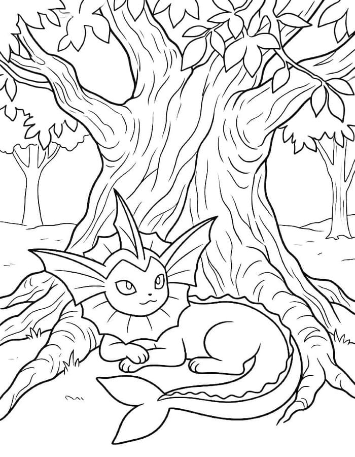 Vaporeon zdarma základní tisknutelné omalovánka